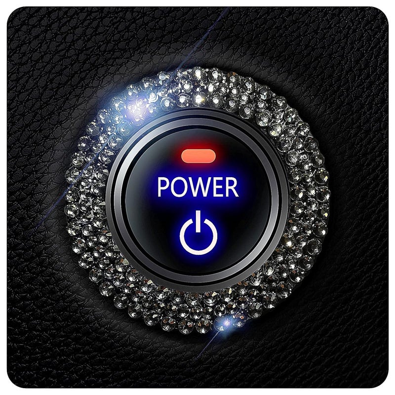 Murimt Bling Car Button Start Button Cover/Sticker for Wowen, Car Engine Start Stop Trim Ring, Shiny Crystal Rhinestone Key Ignition and Knob Ring (Diamond Black)… - Image 1